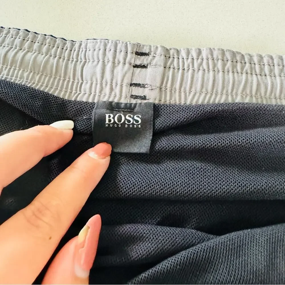 MENS HUGO BOSS Black Casual Athletic Tie Waist Transitional Swim Board Shorts S